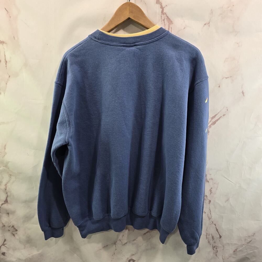 Vintage Sweatshirt Womens XL Blue Sunflower Granny 90s Pullover Crewneck Flower - Picture 5 of 12